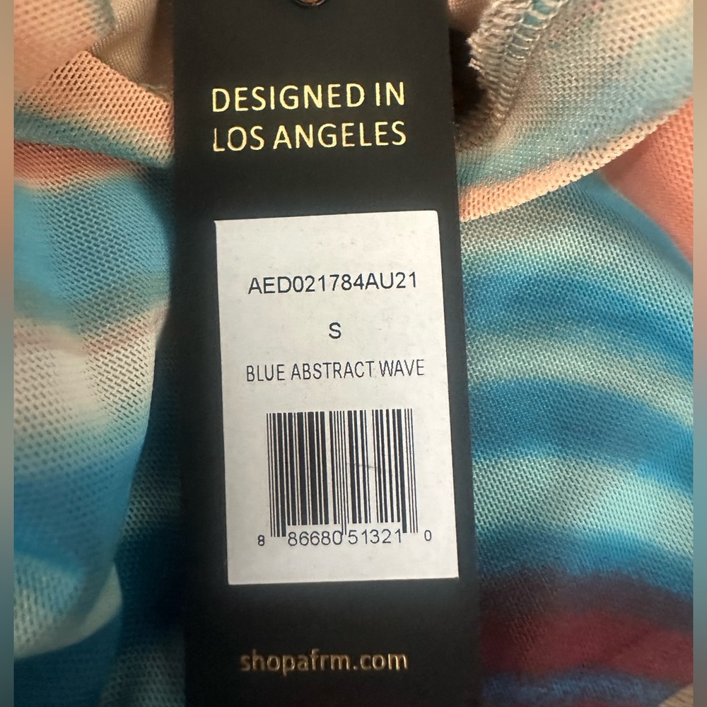 AFRM Revolve Matera Swirl-Striped Maxi Dress in Blue Abstract NWT Small - Picture 11 of 12
